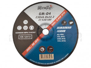 DISCO REBARBAR FERRO 230x6.0x22.2mm GM-04 MACFER